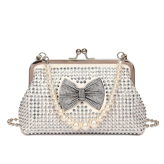 White Pearlbow Crossbody Pouch