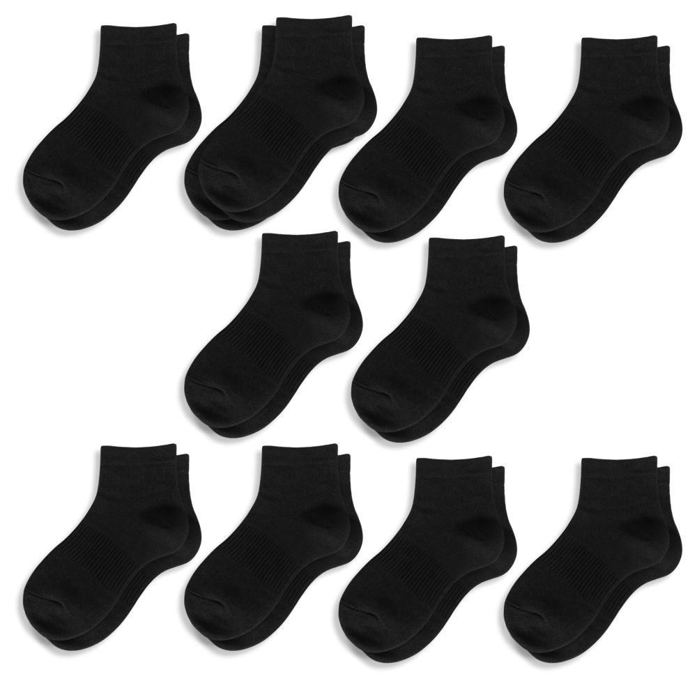 The Socks Co. Kids Ankle Socks 10 Pairs, Black