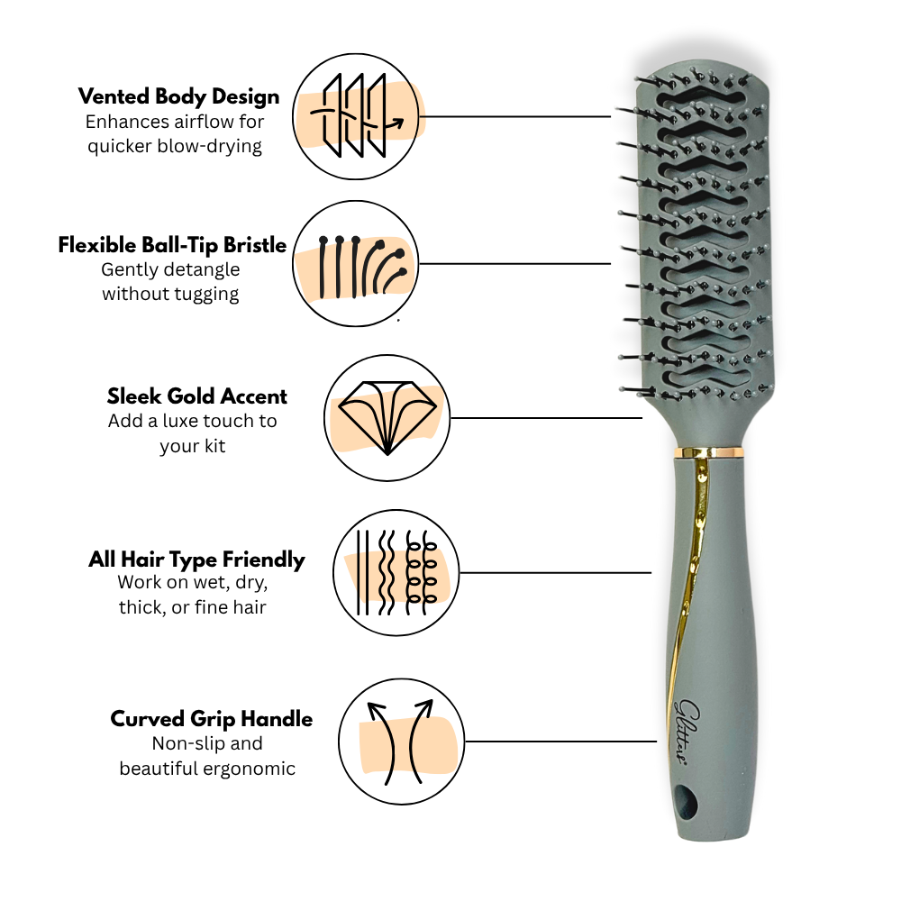 Vented Sleek Gold Hairbrush