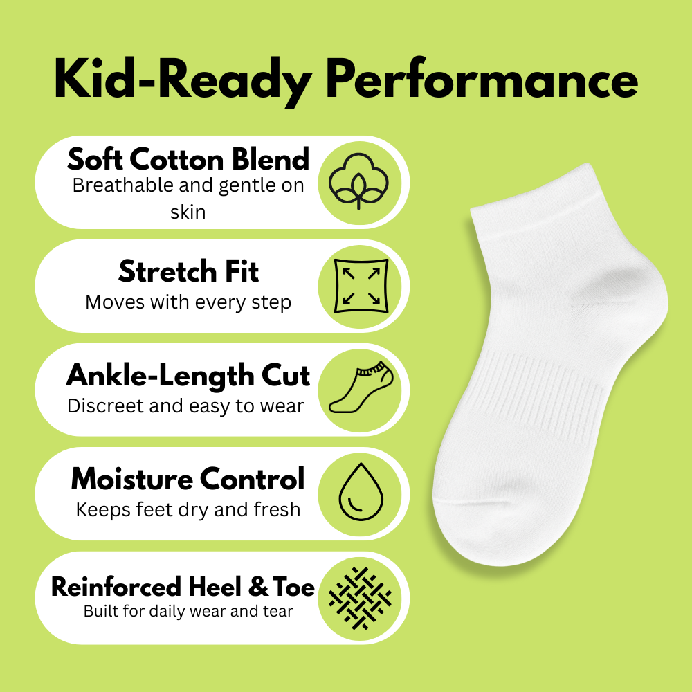 The Socks Co. Kids Ankle Socks 6 Pairs, White