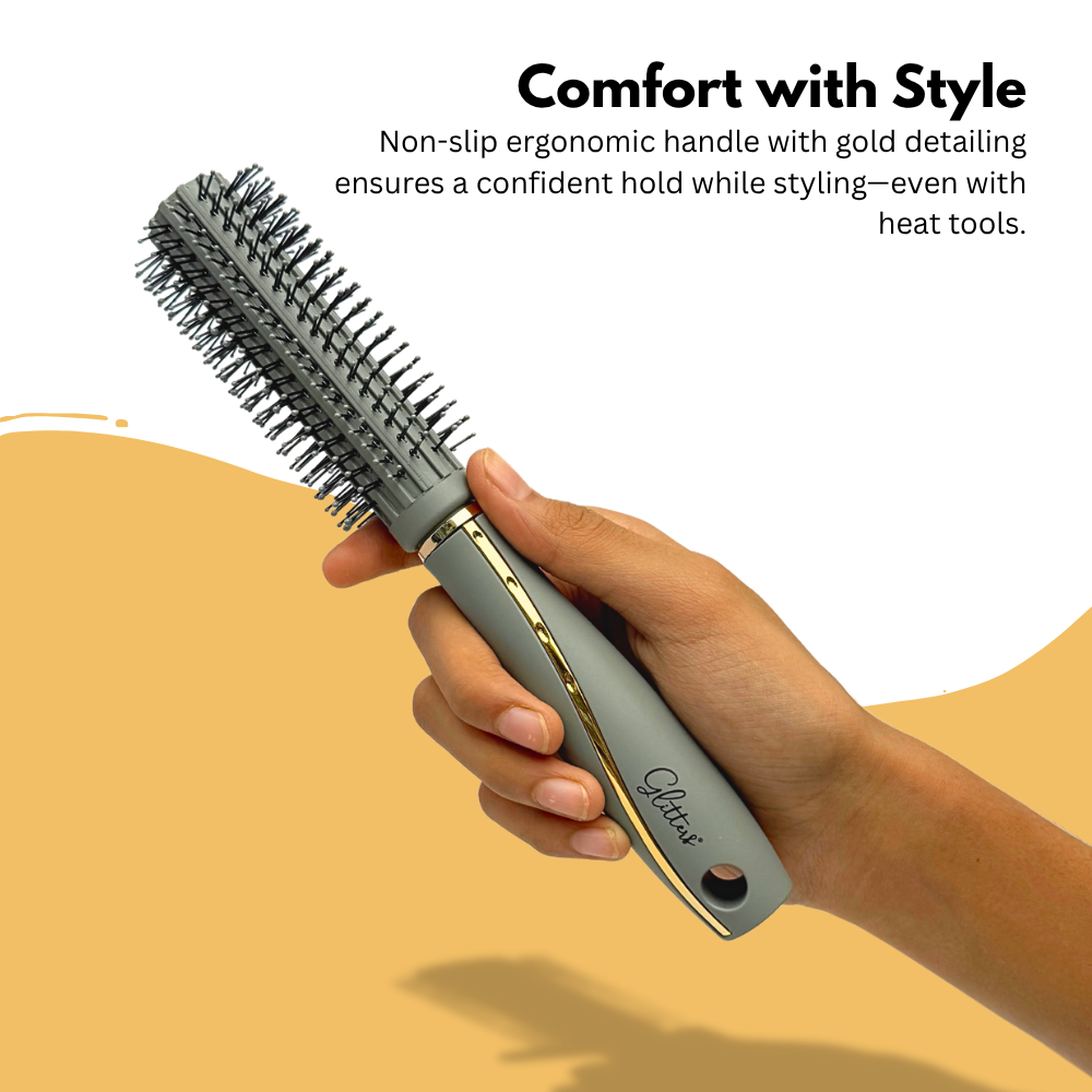 Sleek Gold Round Hairbrush