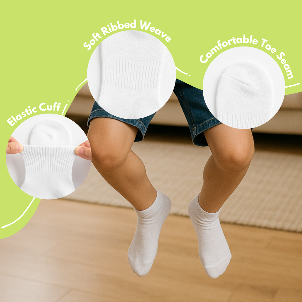 The Socks Co. Kids Ankle Socks 6 Pairs, White