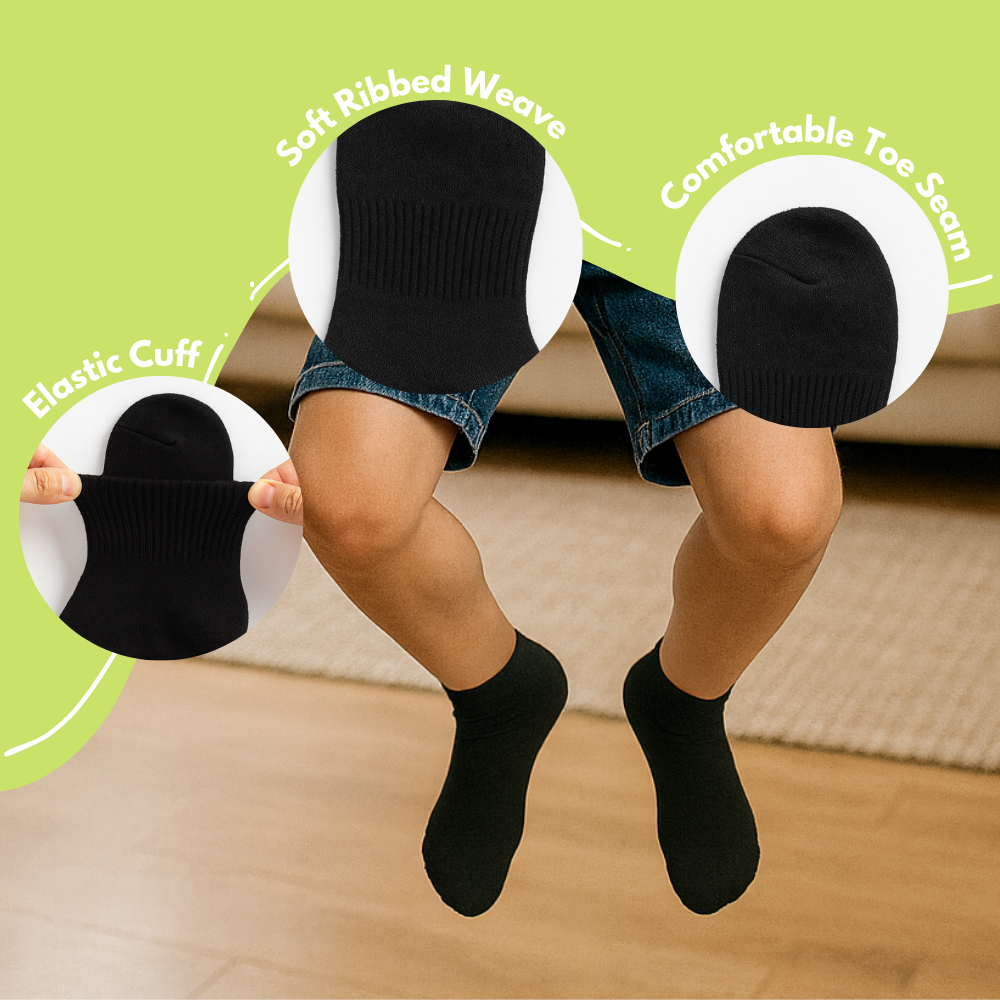The Socks Co. Kids Ankle Socks 10 Pairs, Black