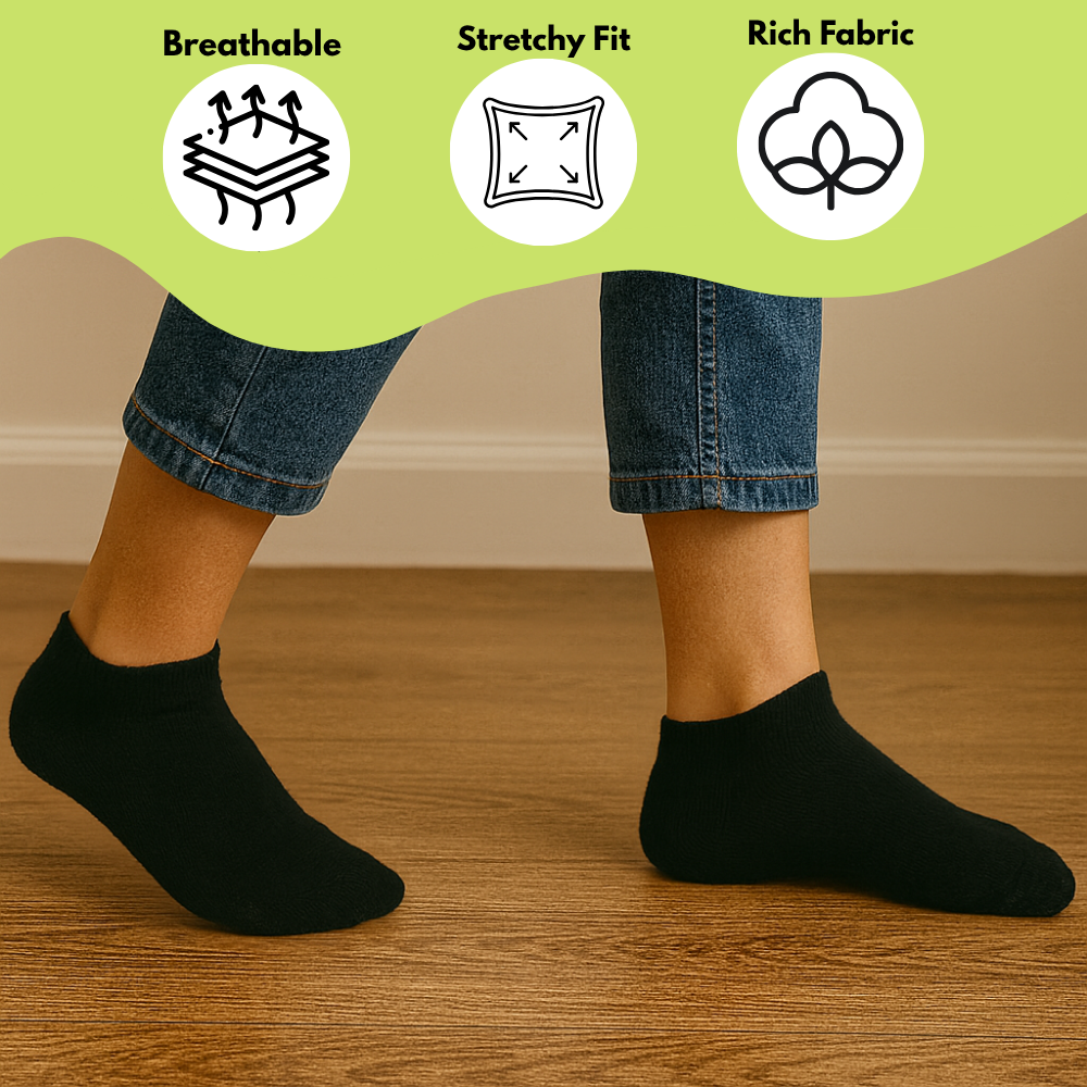 The Socks Co. Kids Ankle Socks 10 Pairs, Black