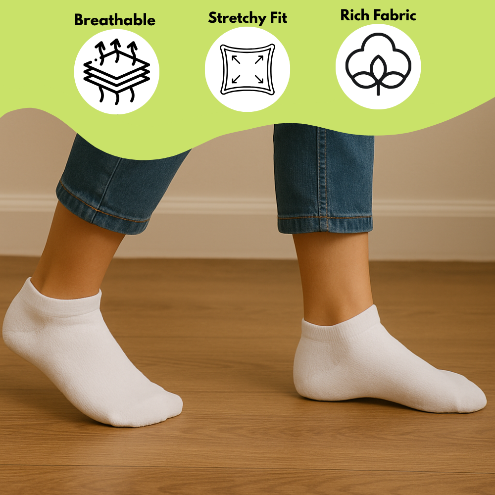 The Socks Co. Kids Ankle Socks 6 Pairs, White